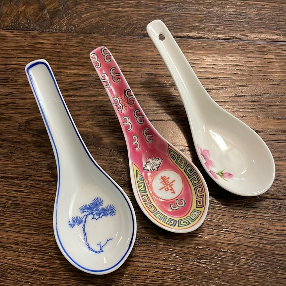 Set of Beautiful Oriental Soup Spoons